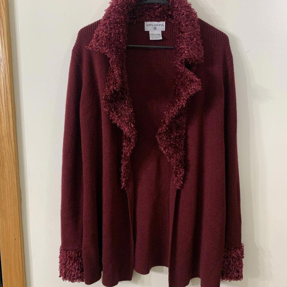 90s Vintage Womens Sz L Penny Lane Cardigan Sweater Burgundy Y2K Phoebe Boho